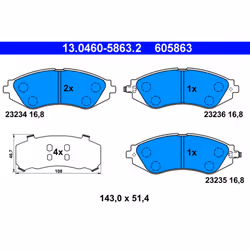 Jeu de plaquettes de frein ATE 13.0460-5863.2, avant