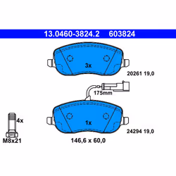 Jeu de plaquettes de frein ATE 13.0460-3824.2, avant
