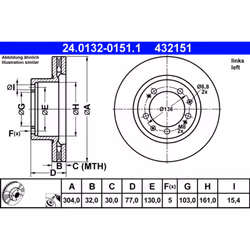 Disque de frein ATE 24.0132-0151.1 avant, ventilé, à haute teneur en carbone, 1 pièce