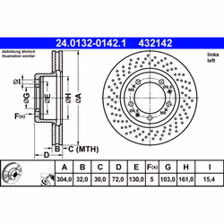 Disque de frein ATE 24.0132-0142.1 avant, ventilé, à haute teneur en carbone, 1 pièce
