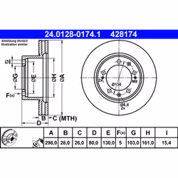 Disque de frein ATE 24.0128-0174.1 avant, ventilé, à haute teneur en carbone, 1 pièce