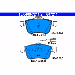 Jeu de plaquettes de frein ATE 13.0460-7211.2, avant