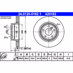 Disque de frein ATE 24.0120-0182.1 arrière, ventilé, à haute teneur en carbone, 1 pièce