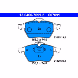 Jeu de plaquettes de frein ATE 13.0460-7091.2, avant