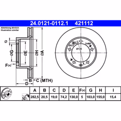 Disque de frein ATE 24.0121-0112.1 avant, ventilé, à haute teneur en carbone, 1 pièce