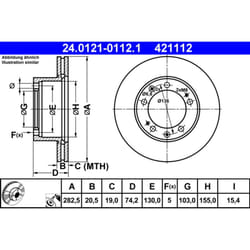 Disque de frein ATE 24.0121-0112.1 avant, ventilé, à haute teneur en carbone, 1 pièce