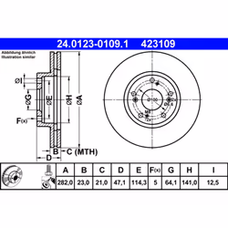 Disque de frein ATE 24.0123-0109.1 avant, ventilé, 1 pièce - Vue supplémentaire 3