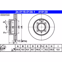 Disque de frein ATE 24.0118-0138.1 avant, ventilé, 1 pièce