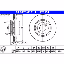 Disque de frein ATE 24.0126-0131.1 avant, ventilé, 1 pièce