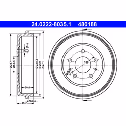 Tambour de frein ATE 24.0222-8035.1