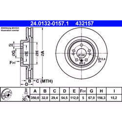 Disque de frein ATE 24.0132-0157.1 avant, ventilé, à haute teneur en carbone, 1 pièce