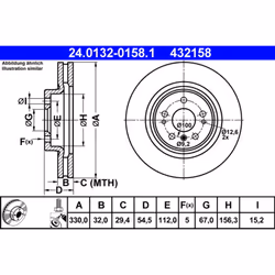 Disque de frein ATE 24.0132-0158.1 avant, ventilé, à haute teneur en carbone, 1 pièce