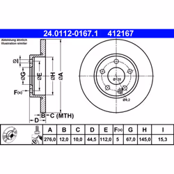 Disque de frein ATE 24.0112-0167.1 avant, plein, à haute teneur en carbone, 1 pièce - Vue supplémentaire 3