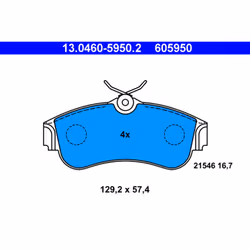 Jeu de plaquettes de frein ATE 13.0460-5950.2, avant