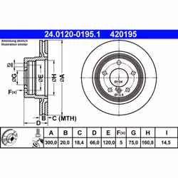 Disque de frein ATE 24.0120-0195.1 arrière, ventilé, à haute teneur en carbone, 1 pièce