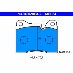 Jeu de plaquettes de frein ATE 13.0460-9034.2, avant