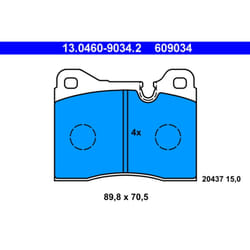 Jeu de plaquettes de frein ATE 13.0460-9034.2, avant