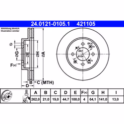 Disque de frein ATE 24.0121-0105.1 avant, ventilé, 1 pièce