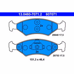 Jeu de plaquettes de frein ATE 13.0460-7071.2, avant