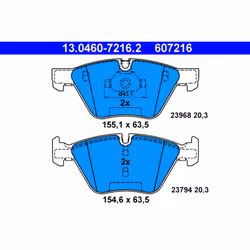 Jeu de plaquettes de frein ATE 13.0460-7216.2, avant