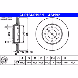 Disque de frein ATE 24.0124-0192.1 avant, ventilé, 1 pièce