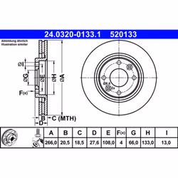 Disque de frein ATE Power Disc 24.0320-0133.1, 1 pièce