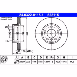 Disque de frein ATE Power Disc 24.0322-0115.1, 1 pièce