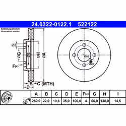 Disque de frein ATE Power Disc 24.0322-0122.1, 1 pièce