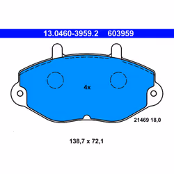 Jeu de plaquettes de frein ATE 13.0460-3959.2, avant