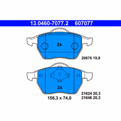 Jeu de plaquettes de frein ATE 13.0460-7077.2, avant