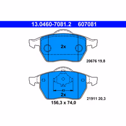 Jeu de plaquettes de frein ATE 13.0460-7081.2, avant