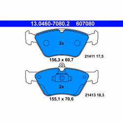 Jeu de plaquettes de frein ATE 13.0460-7080.2, avant