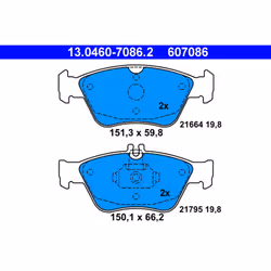 Jeu de plaquettes de frein ATE 13.0460-7086.2, avant