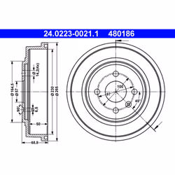 Tambour de frein ATE 24.0223-0021.1