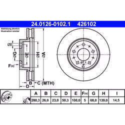 Disque de frein ATE 24.0126-0102.1 avant, ventilé, 1 pièce - Vue supplémentaire 3