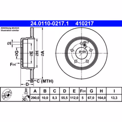 Disque de frein ATE 24.0110-0217.1 arrière, plein, 1 pièce