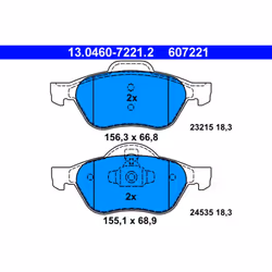 Jeu de plaquettes de frein ATE 13.0460-7221.2, avant