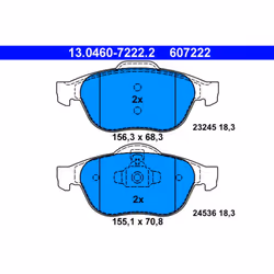 Jeu de plaquettes de frein ATE 13.0460-7222.2, avant