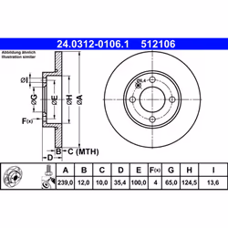 Disque de frein ATE Power Disc 24.0312-0106.1, 1 pièce
