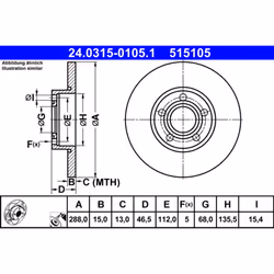 Disque de frein ATE Power Disc 24.0315-0105.1, 1 pièce