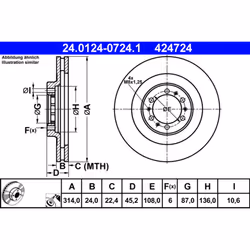 Disque de frein ATE 24.0124-0724.1 avant, ventilé, 1 pièce