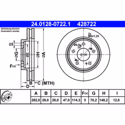 Disque de frein ATE 24.0128-0722.1 avant, ventilé, 1 pièce - Vue supplémentaire 3