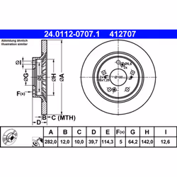 Disque de frein ATE 24.0112-0707.1 arrière, plein, 1 pièce