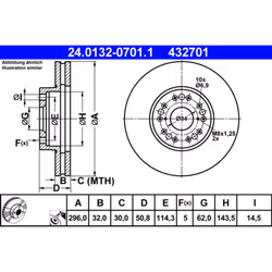 Disque de frein ATE 24.0132-0701.1 avant, ventilé, 1 pièce