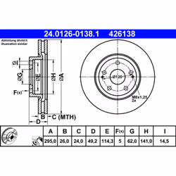 Disque de frein ATE 24.0126-0138.1 avant, ventilé, 1 pièce