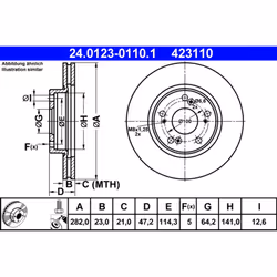 Disque de frein ATE 24.0123-0110.1 avant, ventilé, 1 pièce - Vue supplémentaire 3