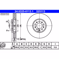 Disque de frein ATE Power Disc 24.0325-0113.1, 1 pièce