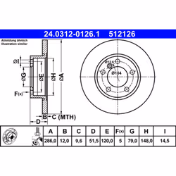Disque de frein ATE Power Disc 24.0312-0126.1, 1 pièce