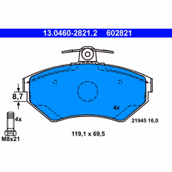 Jeu de plaquettes de frein ATE 13.0460-2821.2, avant
