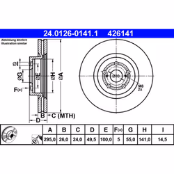 Disque de frein ATE 24.0126-0141.1 avant, ventilé, 1 pièce